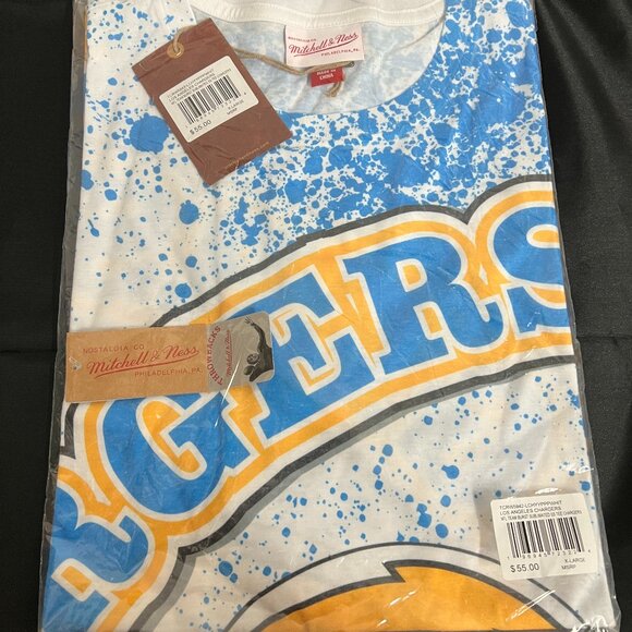 Los Angeles Chargers Mitchell & Ness Team Burst Sublimated T-Shirts-White XL - Picture 1 of 2